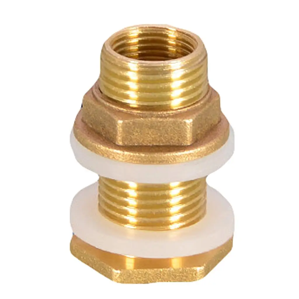 Water Tank Brass Connector Threaded Brass Drain Fitting Leak Proof Flush Port Kit for Bathroom Barrel