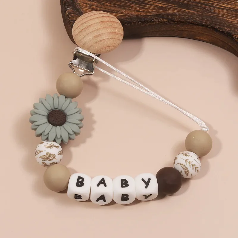 الطفل شخصية اسم هوة كليب الحلمة الدمية حامل سلسلة مهديء سيليكون زهرة عضاضة لعبة مضغ هدية الوليد الملحقات