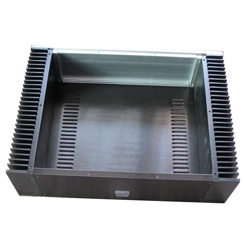 Châssis d'amplificateur de puissance tout aluminium avec dissipateurs de chaleur des deux côtés, boîtier d'amplificateur audio bricolage, coque, 430x120x310mm