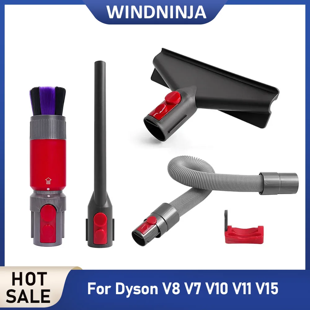 Ersatzteile für Dyson V7 V8 V10 V11 V15: Langer Saugdüsenbürsten-Schlauch, Weichborstenbürste, Breitmund-Saugkopf, Schalter-Verriegelungs-Set