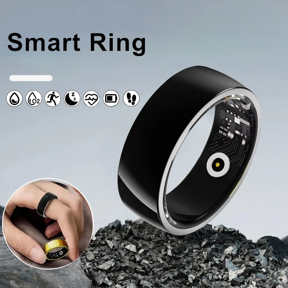 

Smart Ring Fitness Tracker Heart Rate Blood Oxygen Sleep Health Monitor Pedometer Multi-Sports Mode IP68 Waterproof Sports Ring