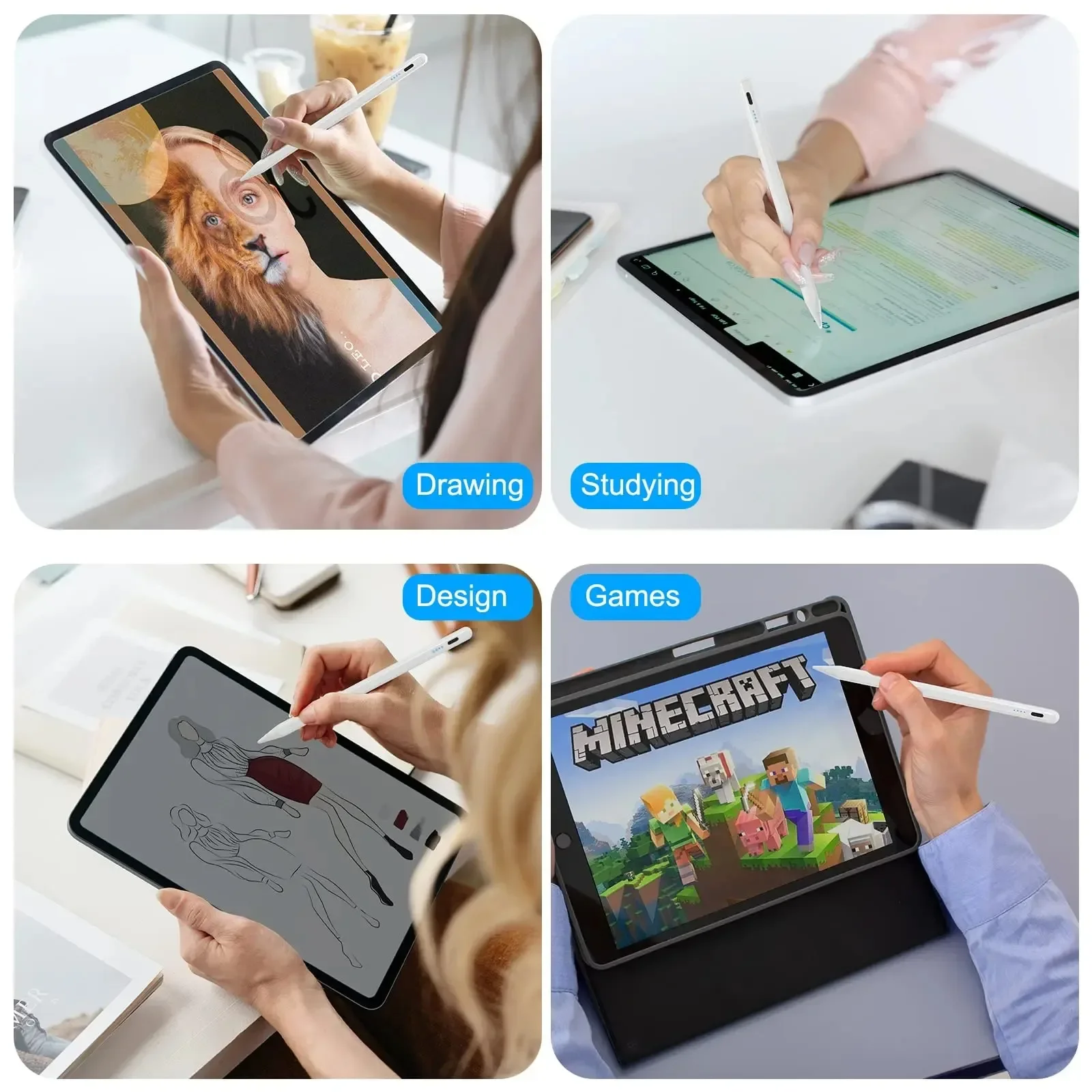 

Стилус для iPad 9-го 10-го 7, 8-го поколения Air 5 4 3 M2 M4 Mini 6, карандаш, совместимый со стилусом с защитой ладони 2018-2023 гг.