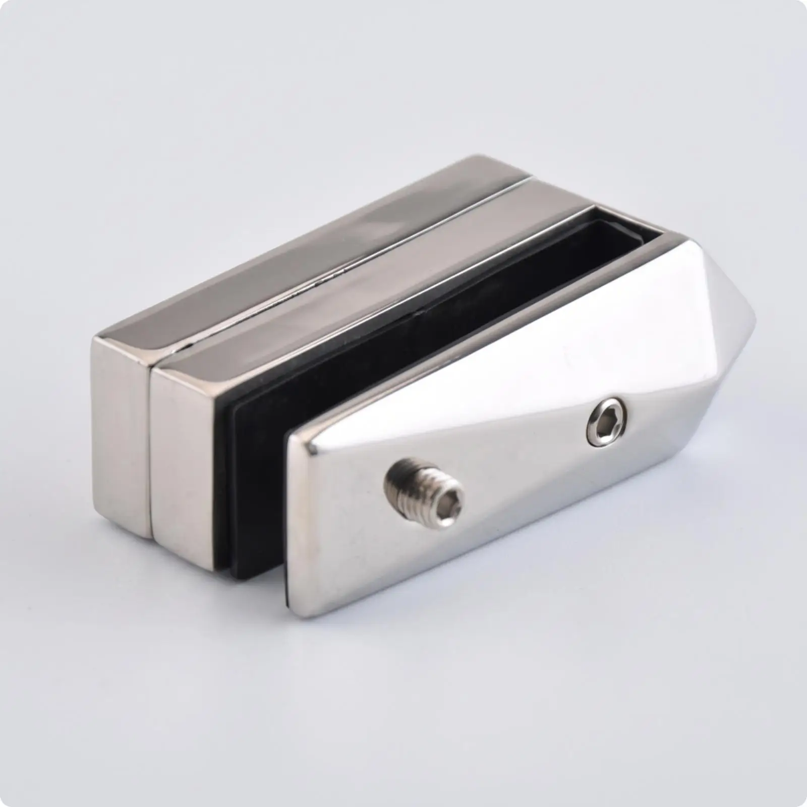 Wall Mount Glass Clamp Stainless Steel Outdoor Bracket for Railing Panel Securing Heavy Duty Wedge Shape with Screw Holes