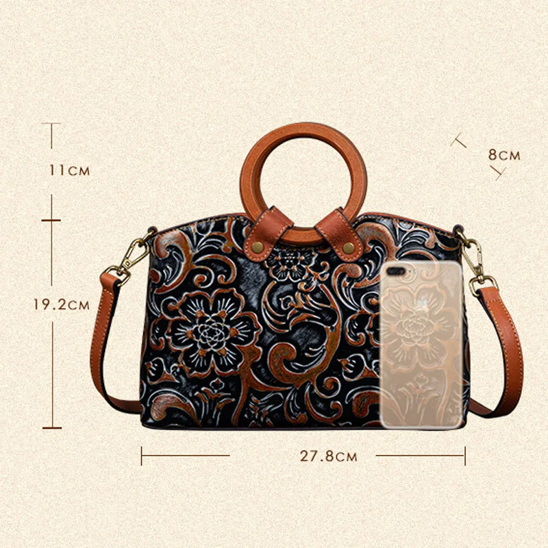 Small Women Shoulder Bag 2024 New Vintage Handmade Embossed Handbag Female Luxury Genuine Leather Handbags Ladies Purse