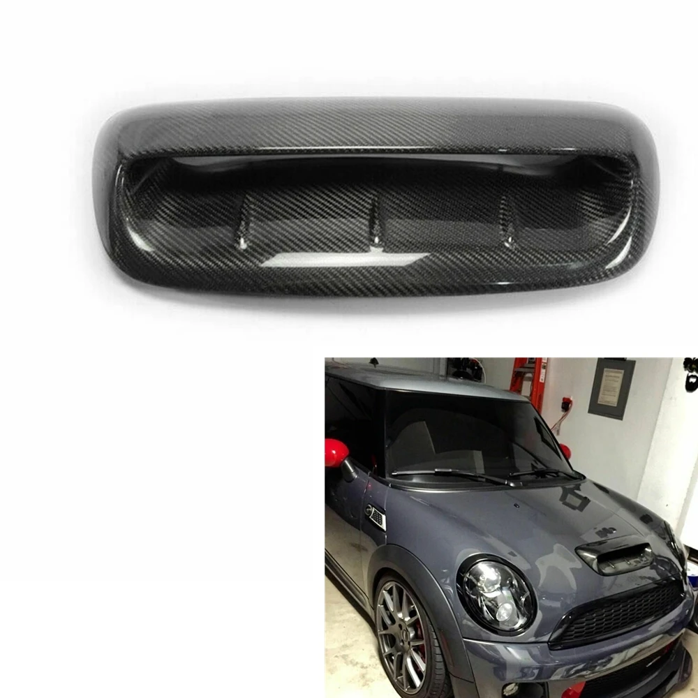 

For Mini Cooper S R56 R55 R57 R58 R59 2007-2014 Front Engine Hood Scoop Carbon Fiber Air Vent Outlet Bonnet Intake Cover Trim