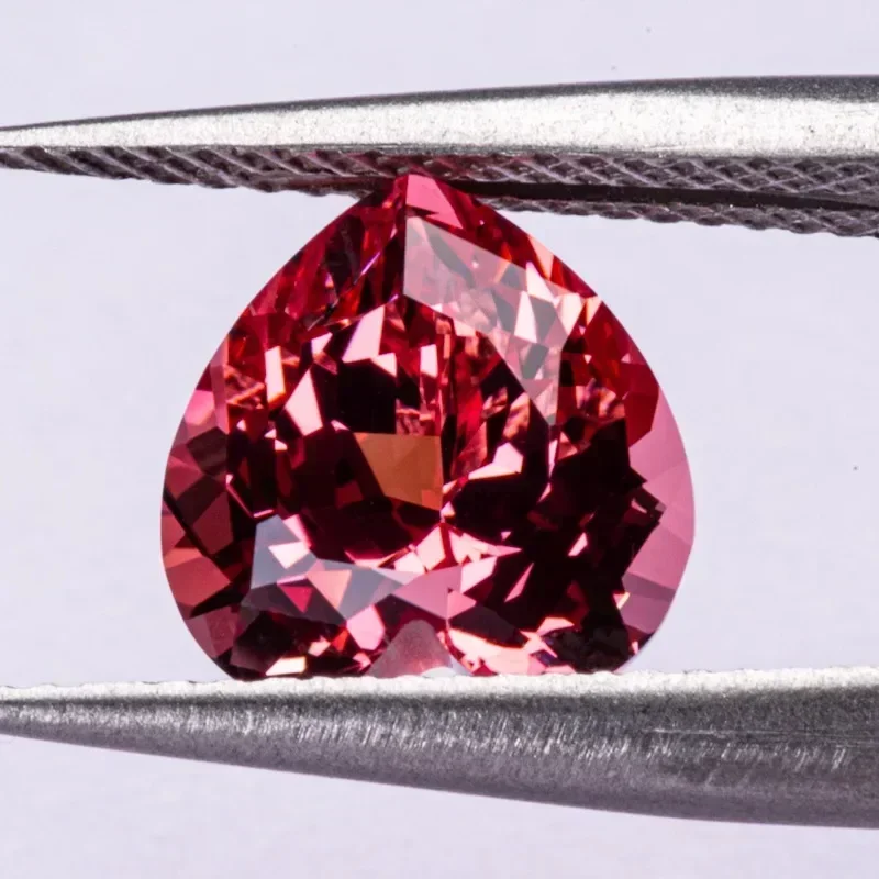 مختبر نمت Padparadscha الأحمر لوتس اللون شكل قلب الأحجار الكريمة لصنع المجوهرات السحر DIY بها بنفسك حلقة المواد شهادة قابلة للاختيار