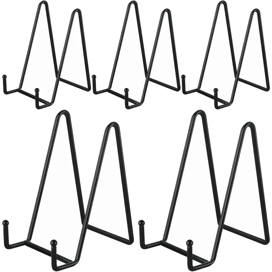 

5 упаковок 6-дюймовых подставок для тарелок с металлической черной рамкой для книг с картинками, мольберта для фотографий, творческих произведений искусства и предметов коллекционирования