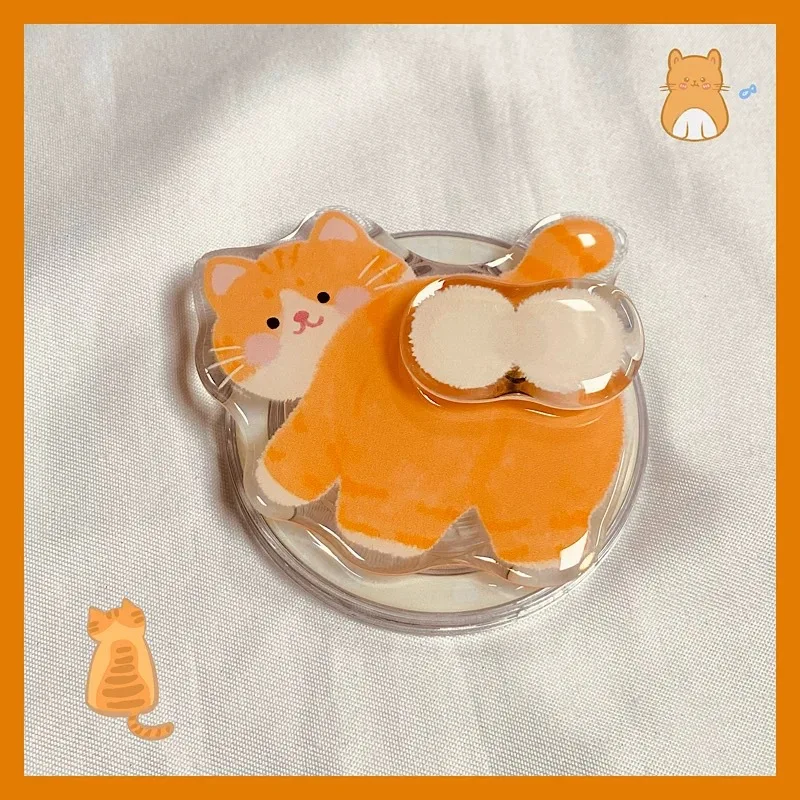 Ins japonês e coreano dos desenhos animados gato bonito adequado para magsafe suporte de sucção magnética telefone móvel desktop retrátil preguiçoso