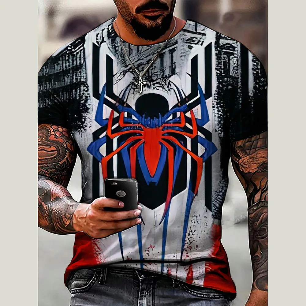 

Disney Summer Marvel Spider Man Print T Shirts Men Crew Neck Loose Short Sleeve Tee Shirt Outdoor Oversized T-shirt Men Clothing