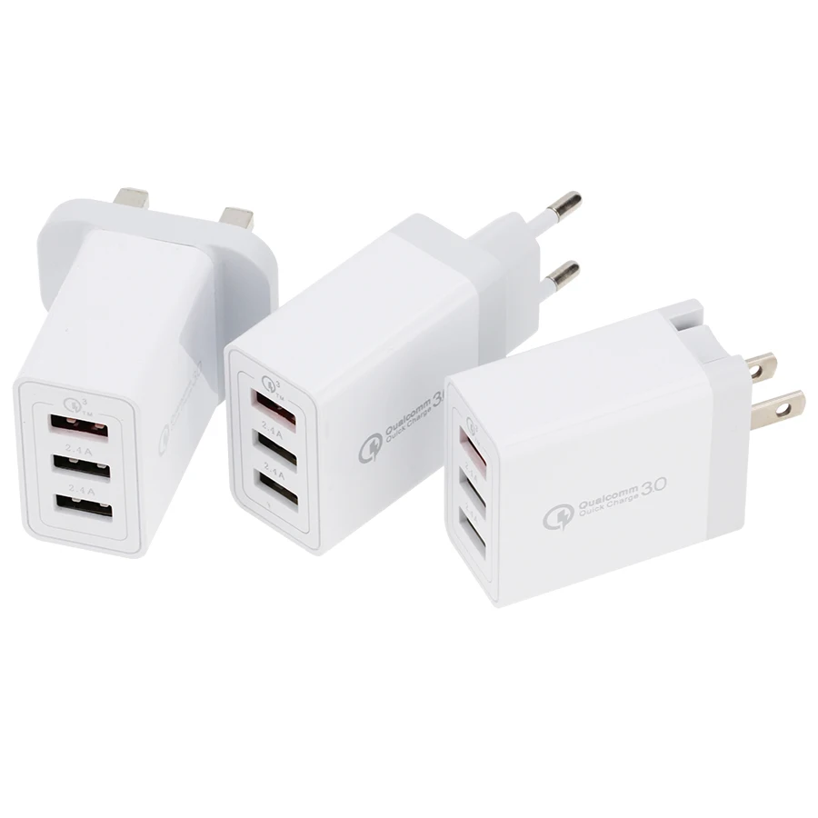 20pcs EU US UK USB Fast Charger Quick Charge 3.0 Universal Wall Mobile Phone Tablet Chargers For iPhone 11 XS 7 Samsung Huawei