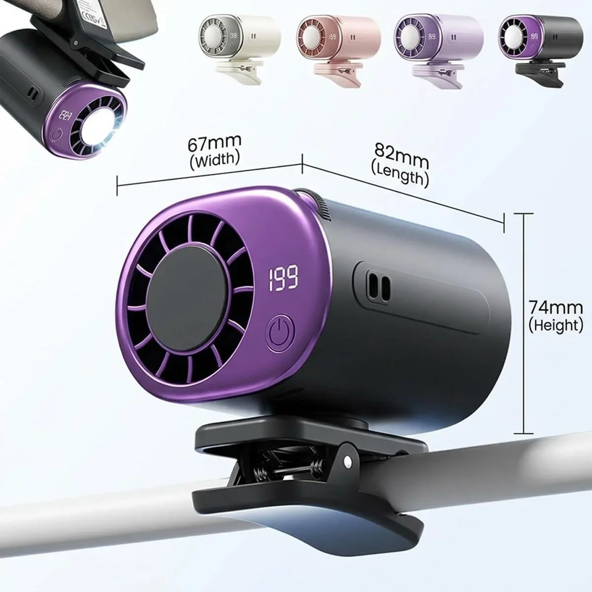 Car Clip Fan Mini Portable Outdoor Clip Umbrella Fan 199 Speed Waist Clip Electric fan 360 USB Rechargeable Desktop Cooling fan