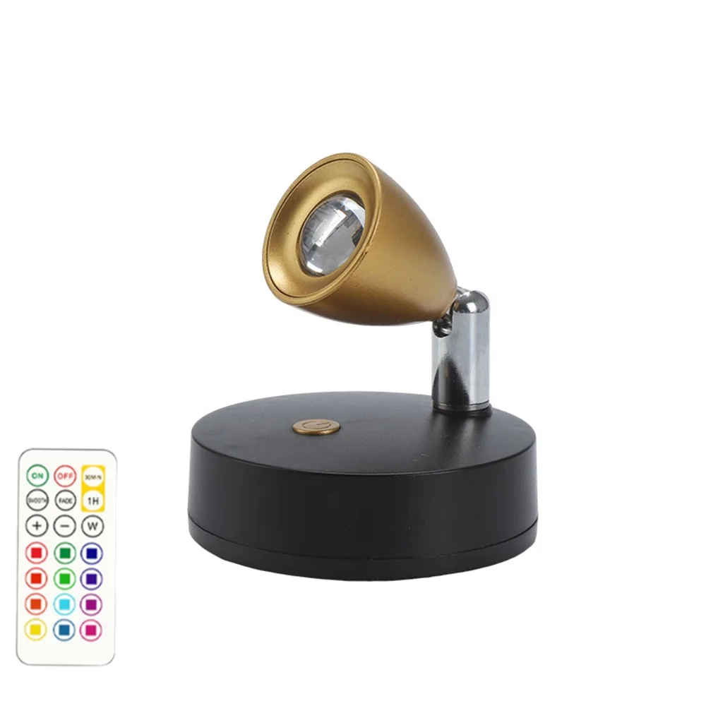 Magnetic Suction Magnetic LED Spotlight Dimmable 13 Colors Wireless Night Light Rotatable Head with Remote Control Wall Lamp