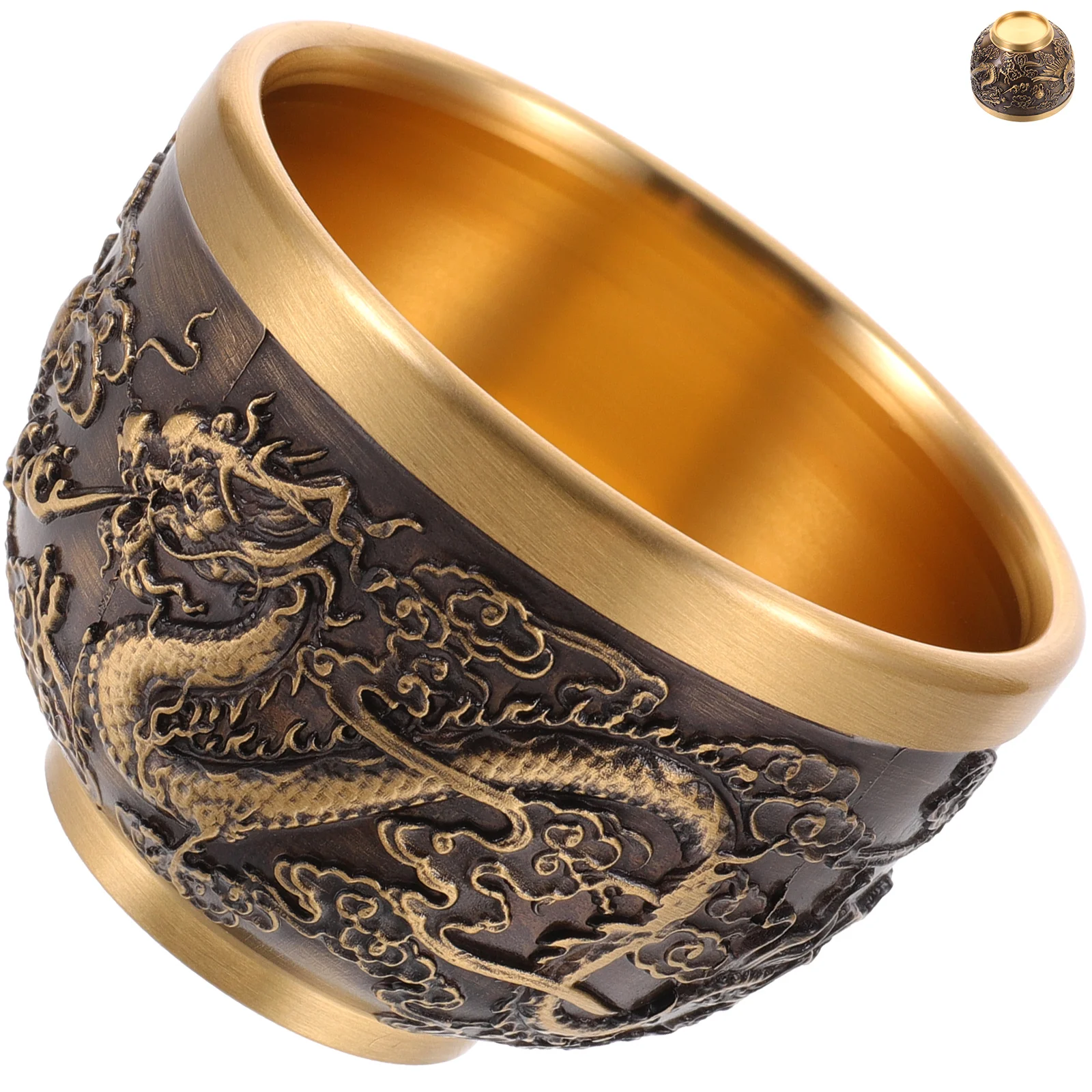 

Dragon Copper Vintage Home Decor Goblet Teacup Retro Office Drinkware Zinc Alloy Durability Practical Flat