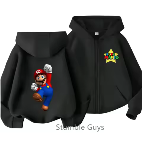 New Marios-bros Hoodie Kids Boys Clothes Fashion New Game Zipper Sweater Casual Teen Long Sleeve Girls Anime Sonic Trucksuit