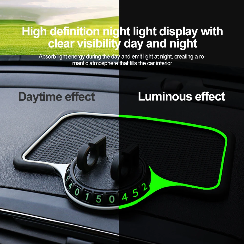 Car Anti-Slip Storage Mat Phone Holder Dashboard Organizer Heat-Resistant Waterproof Built-in aromatherapy With Parking Number