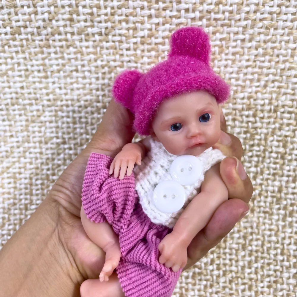 6 Inch 15CM Full Solid Silicone Reborn Baby Meadow Doll Girl Washable Body Lifelike Soft Body Micro Preemie Christmas Gift