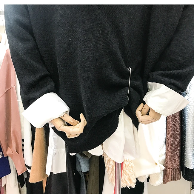 Camisola de malha remendos feminina, pulôveres com fundo de fósforos, camisola solta, tops outono e inverno, 2022