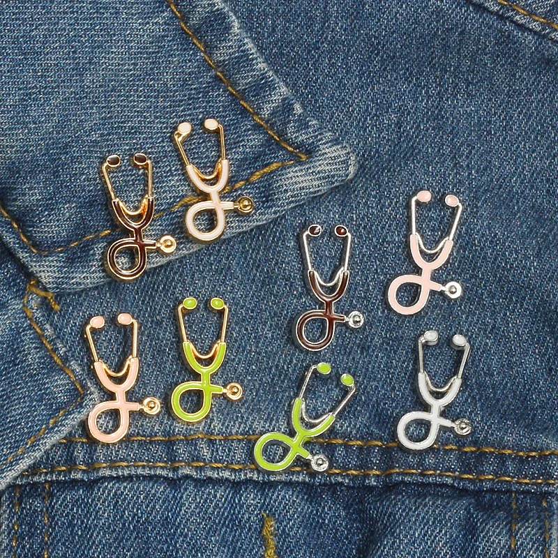 Doctors Nurses Stethoscope Brooches Pins Jackets Coat Lapel Pin Bag Button Collar Badges Gifts Medical Jewelry New Year Gift