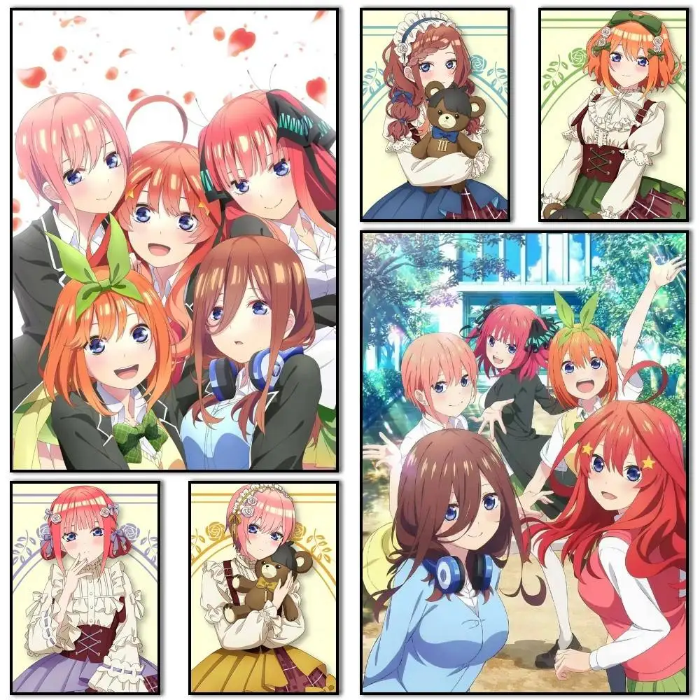 

5-Toubon No Hanayome Anime Nakano Miku Poster Self-adhesive Art Waterproof Paper Sticker Coffee House Bar Room Wall Decor