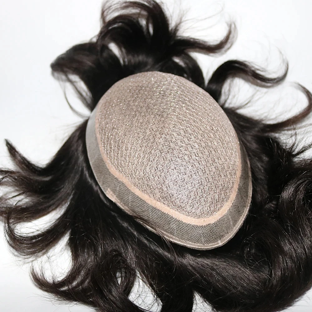 26MM Curly Silk Base Men Toupee Human Hair System for Men Realistic Scalp Hair Skin PU Around Prosthesis Breathable Hairpie 20mm
