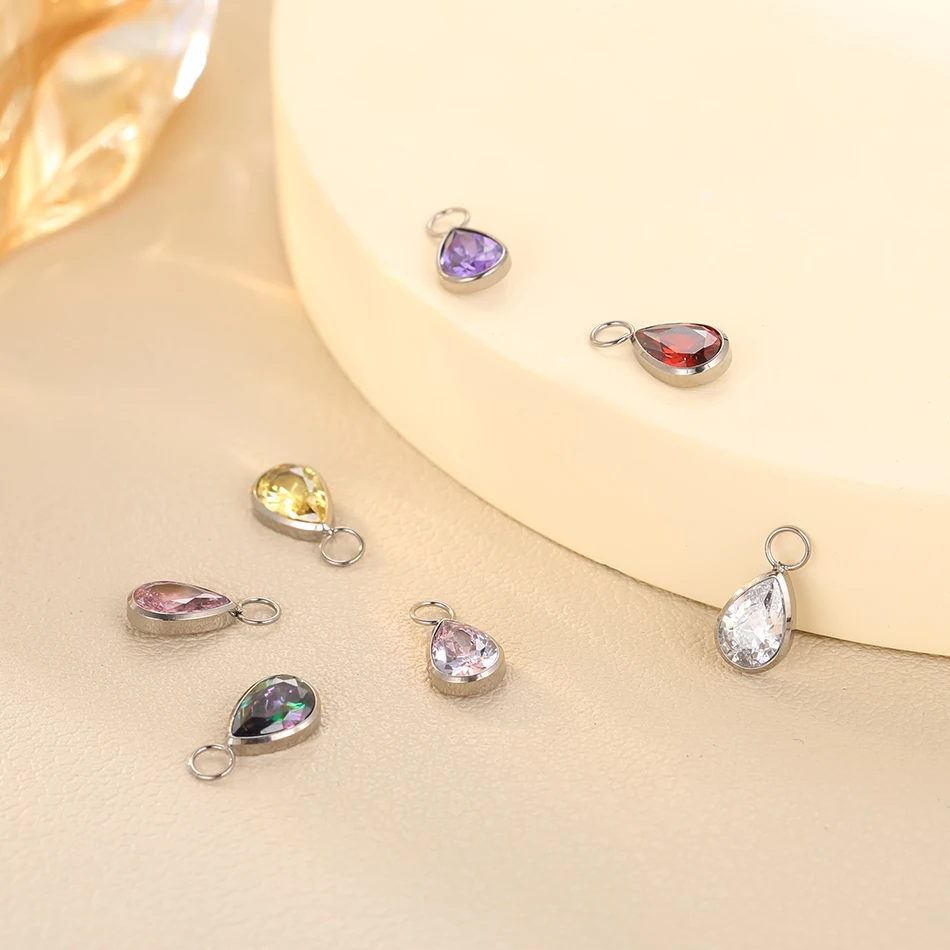 1pc Titanium Waterdrop Teardrop CZ Charm for Lobe Ear Piercing Belly Dangle Drop Hoop Earrings view 3