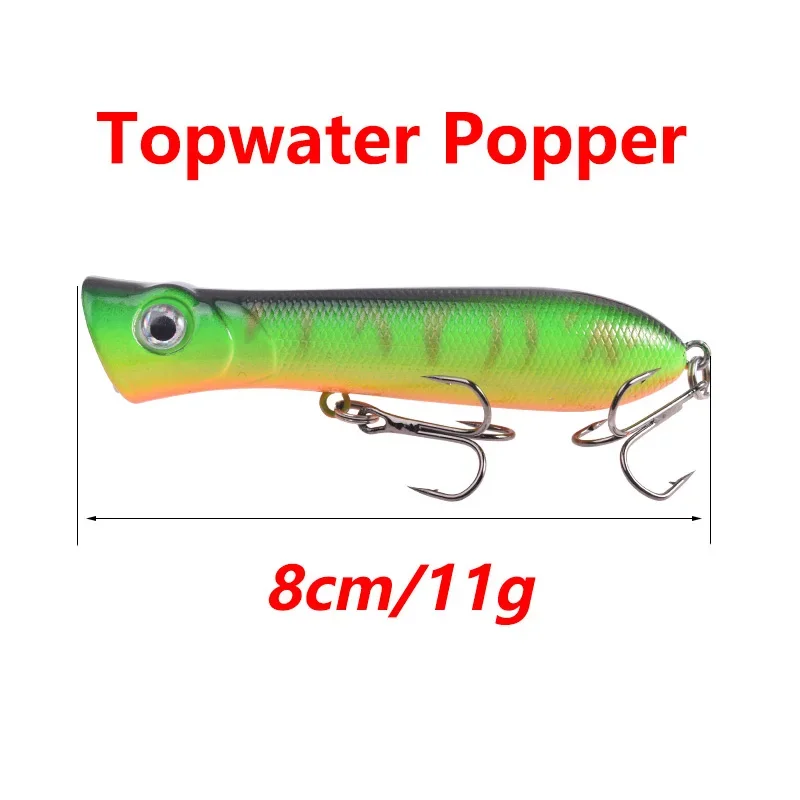 1 Pc Topwater Popper Plastic Wobblers Fishing Lure 8cm 11g Swimbait Artificial Hard Bait for Bass Pike Crankbaits Fishing Tackle