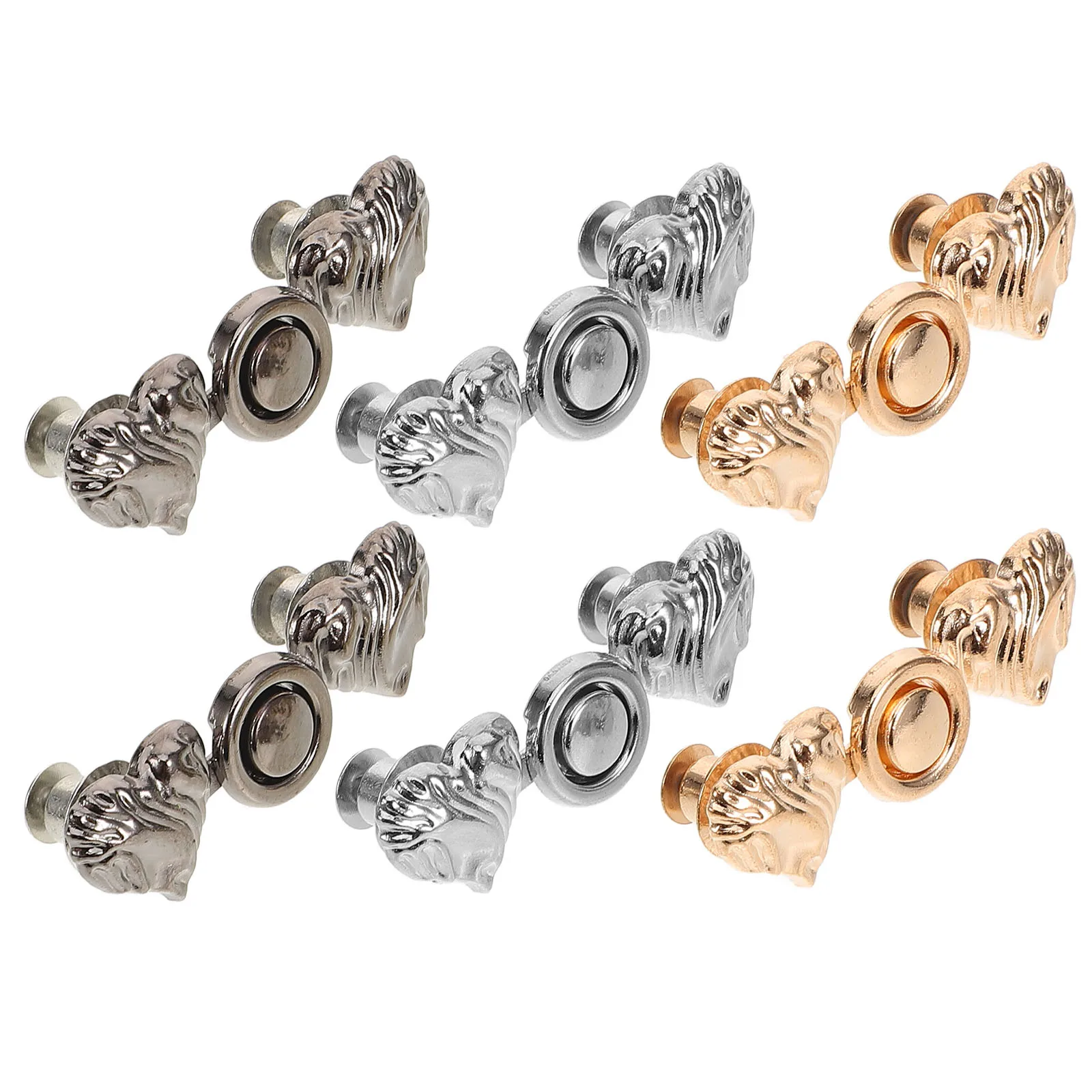 

6pcs Heart Shaped Waist Tightener Buttons for Jeans Pants Silver Gold Gun Black Detachable Adjustable Fixing Accessories