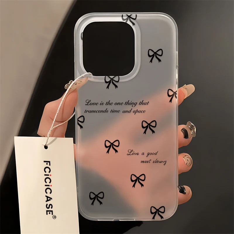 Роскошный чехол Fcicicase с принтом банта и узла для iPhone 15 16e 16 Pro Max 14 Plus 13 Mini 13Pro, силиконовый мягкий прозрачный матовый чехол