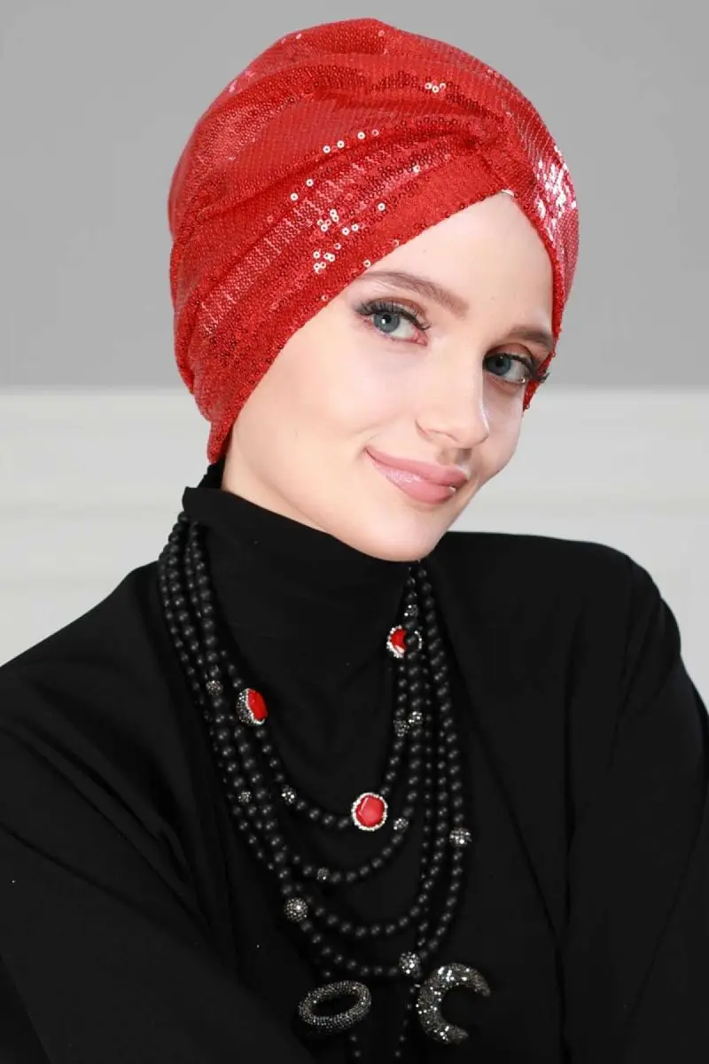 osso hijab sequined vermelho