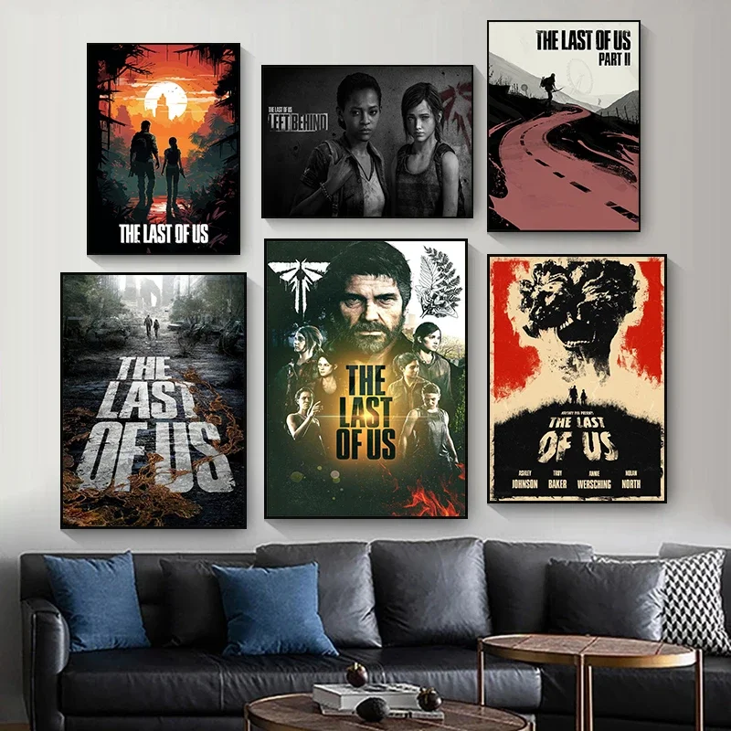 The Last of Us لعبة فيديو كلاسيكية إيلي جويل ريترو ملصق فني حائط لوح رسم يطبع صورة لغرفة المعيشة ديكور المنزل