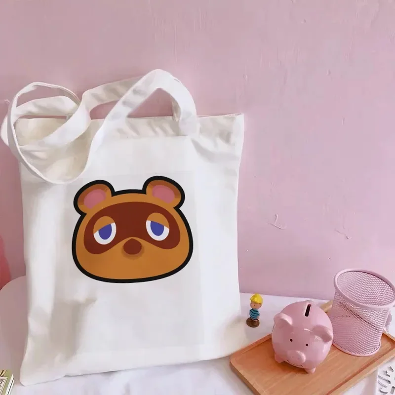 

Animal Crossing Cute Shoulder Canvas Bags Harajuku Large Capacity Messenger Women Kawaii Bags Vintage Print Funny Shopping Bag