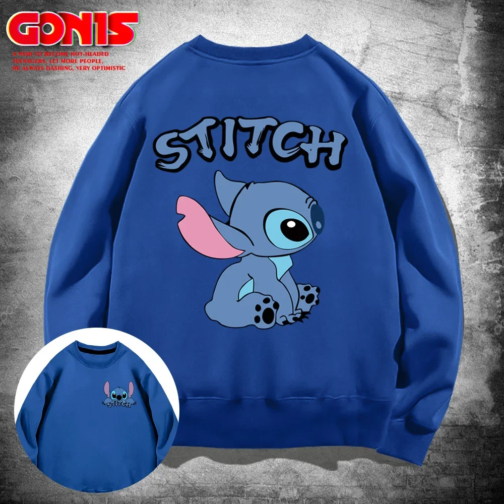 Stitch Round Neck Pullover Sweatshirt Disney Men and Women Japanese Animation Loose Couple Clothing