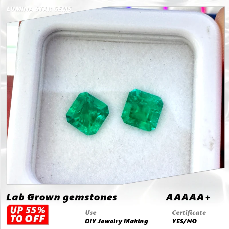 

L-Colombia Emerald Square Shape Lab Grown Stones Rich Content Natural Colour DIY Advanced Jewelry Making Materials Certificate