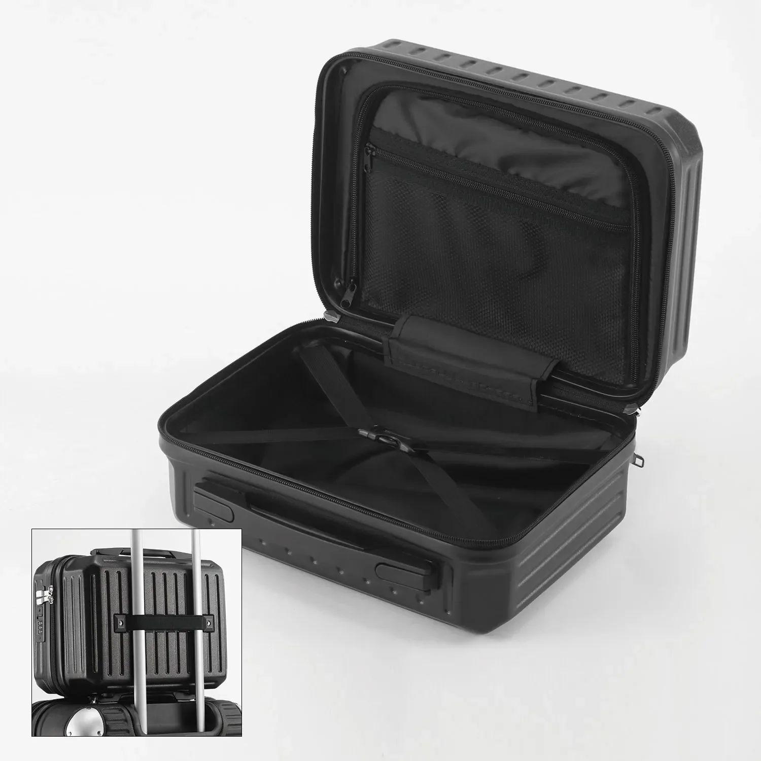 Vertical Patterned Hand Luggage Lightweight And Portable Makeup Box ABS+PC Suitcase Ordinary Password Lock Soft Glue Handle 13in