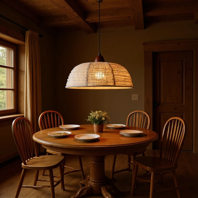 Wabi Sabi Japanese Fabric Pendant Lamp Walnut Wood Handmade Textured Linen Dome Pendant Light for Dining Room Kitchen Island Tea