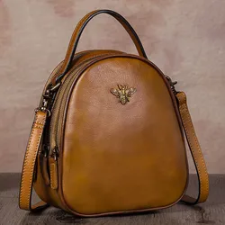 Zaino da donna in pelle retrò mini borsa da donna piccola borsa da donna 2020 nuova borsa a tracolla zaini in vera pelle di vacchetta primo strato