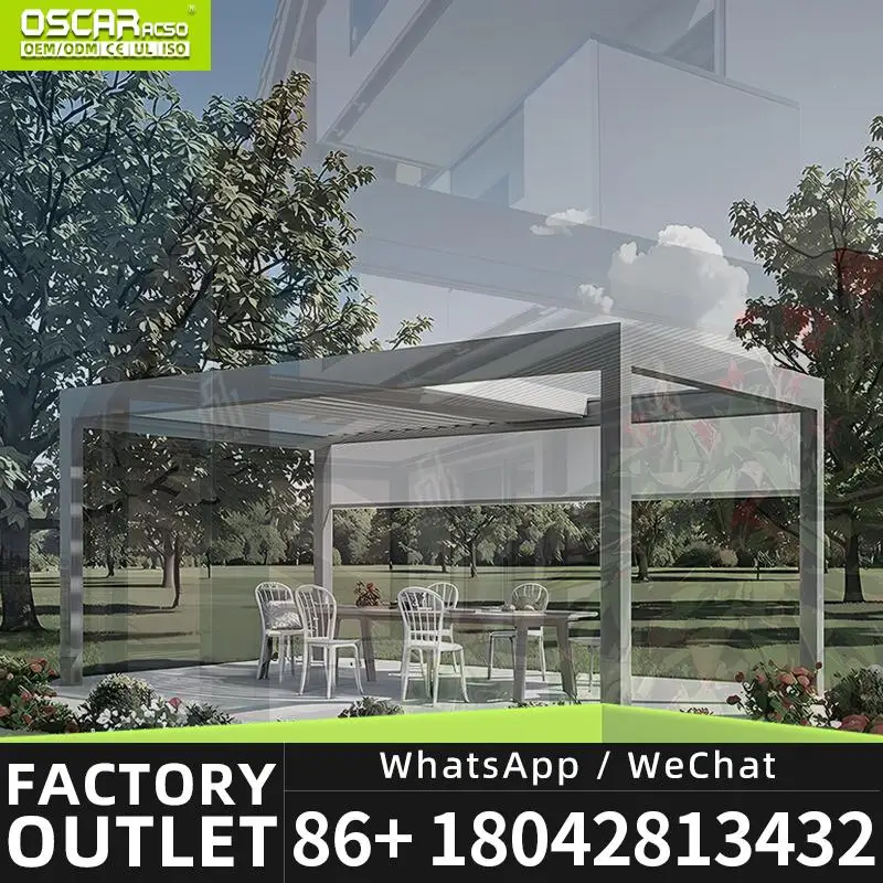 Pérgola con Techo de Láminas para Patio Exterior de 6x3 m, Pérgola con Control Remoto para Casa, Jardín Exterior, Patio Trasero