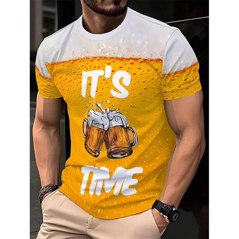 

It's Beer Time Happy Funny T-shirt For Men Oktoberfest Beer Club Fans Popular Humour T Shirts Summer Casual Y2k Fashion Tees