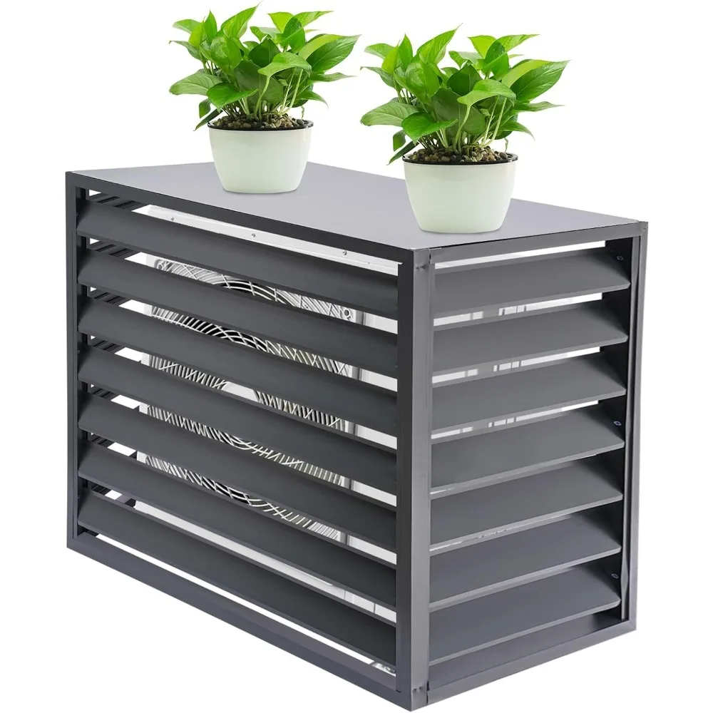 

Air Conditioner Fence Screen w/Top Panel, 3 Panels AC Unit Fence Aluminum Alloy Privacy Screen, 43.31 x 23.6 x 3