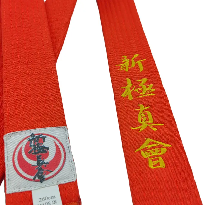Shinkyokushin Karate Orange Belts Embroidery Japanese Martial Arts Sports Junior Club Polyester Customized Name Width 4cm