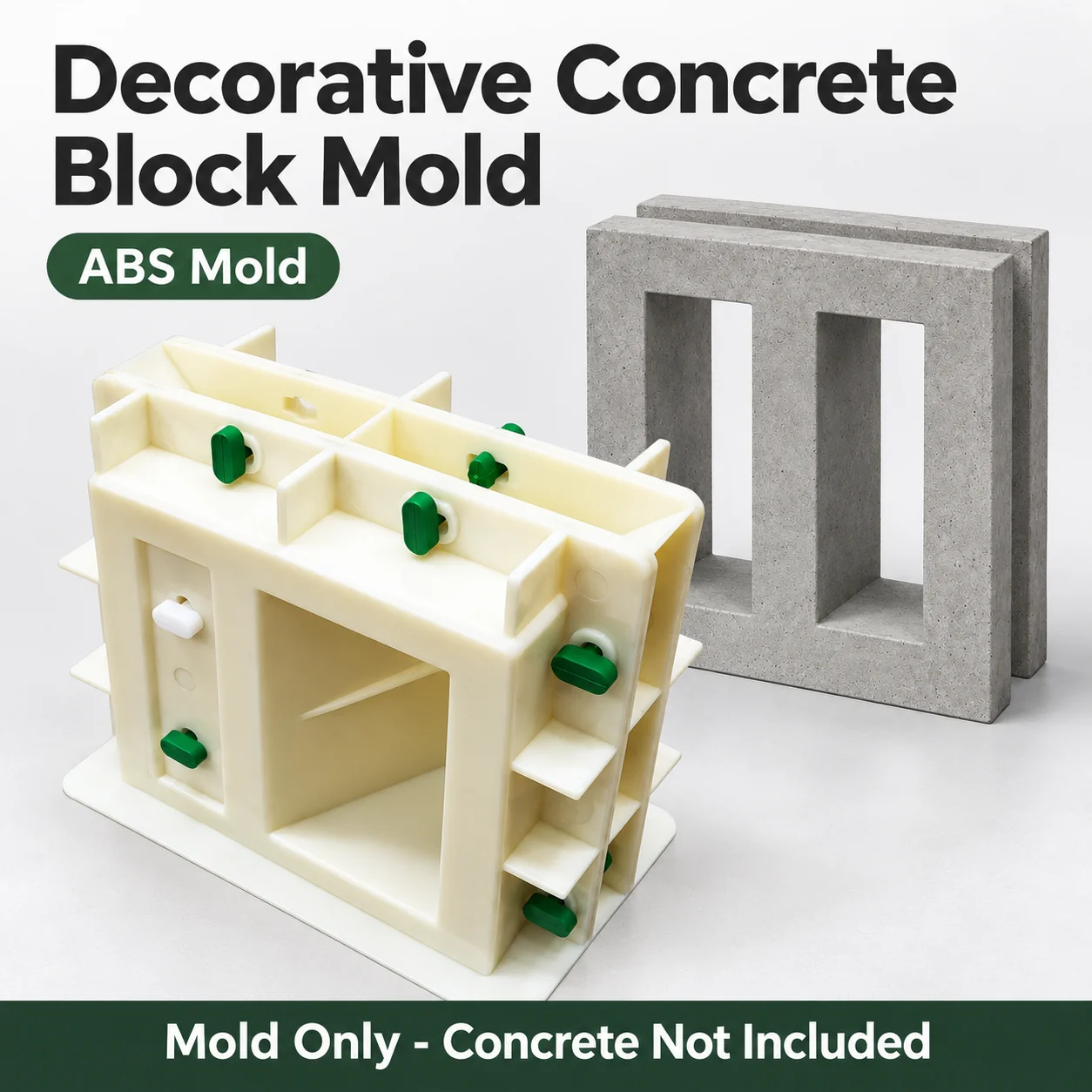 Concrete Molds Decorative Block 20x20x10cm, ABS Plastic Easy Demold Reusable Mold for Garden Wall Courtyard Patio Divider DIY