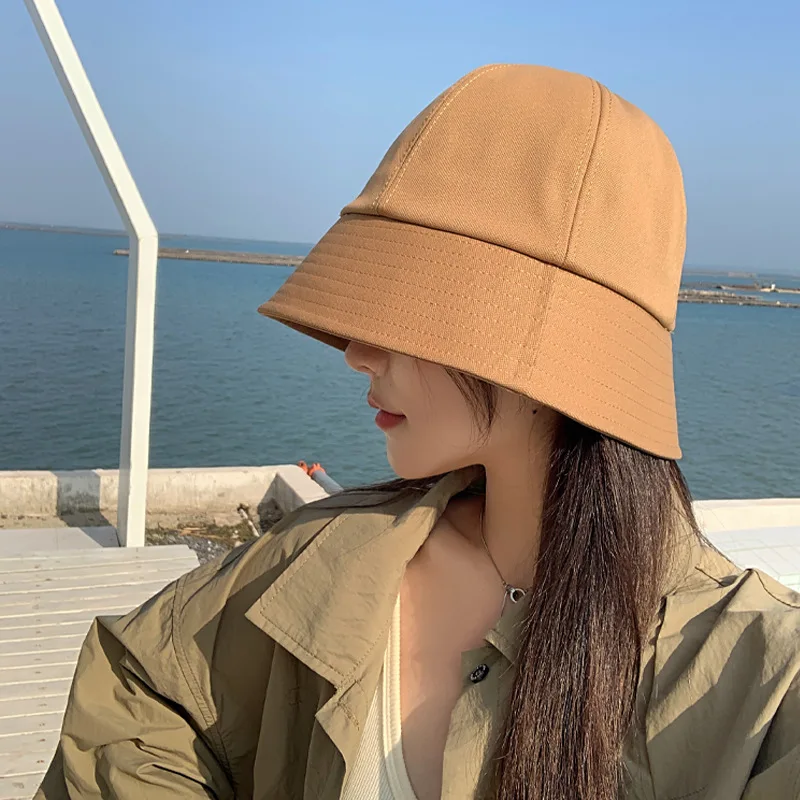 2023 Korean Spring Autumn Women's Japanese-Style and Internet-Famous Ins Pure Color All-Matching Bucket Hat Summer