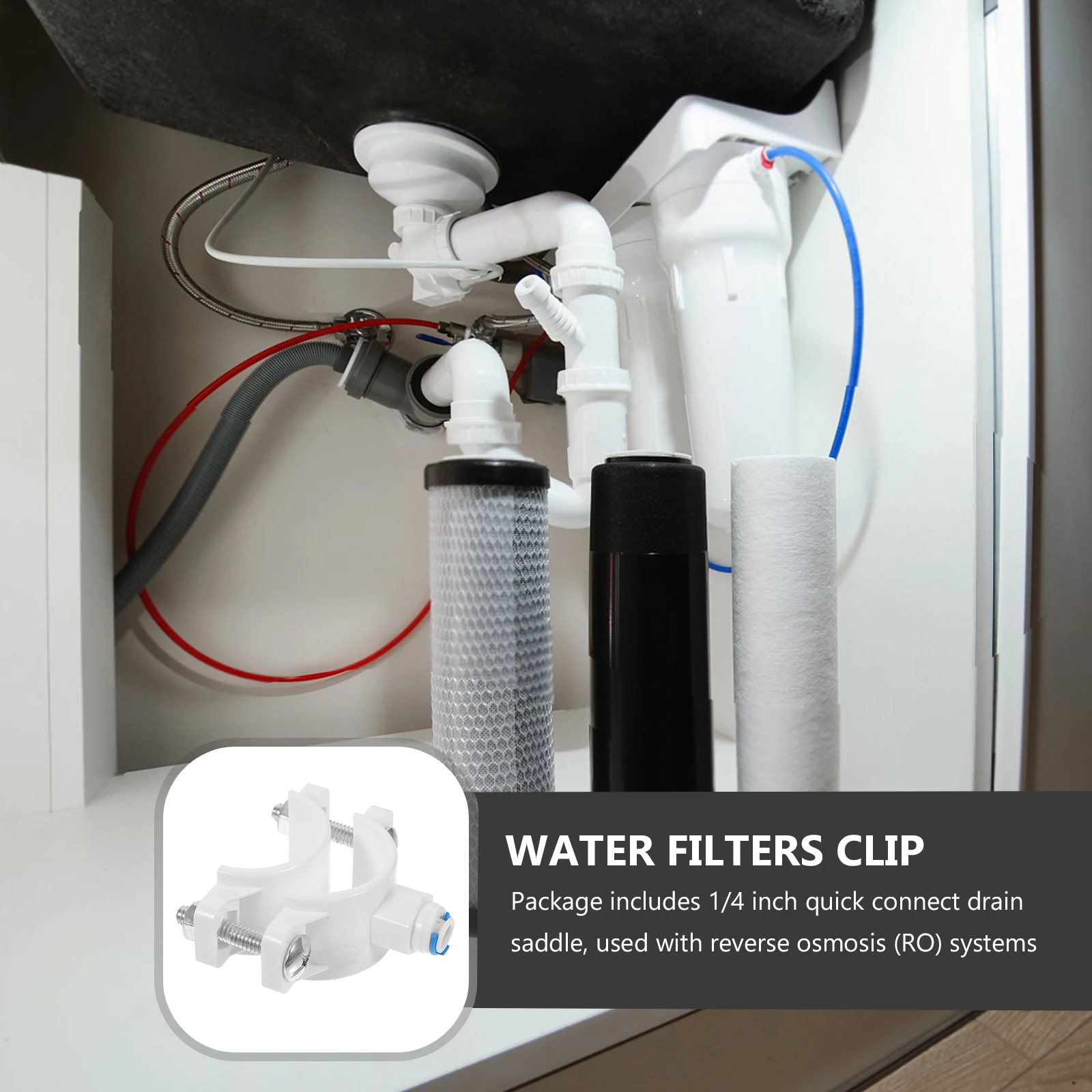 

Saddle Bracket 1/4 Inch Quick Connect Drain Saddle Valve Water Filters Clip RO System Pom Plastic Waste Water Clamp -48mm
