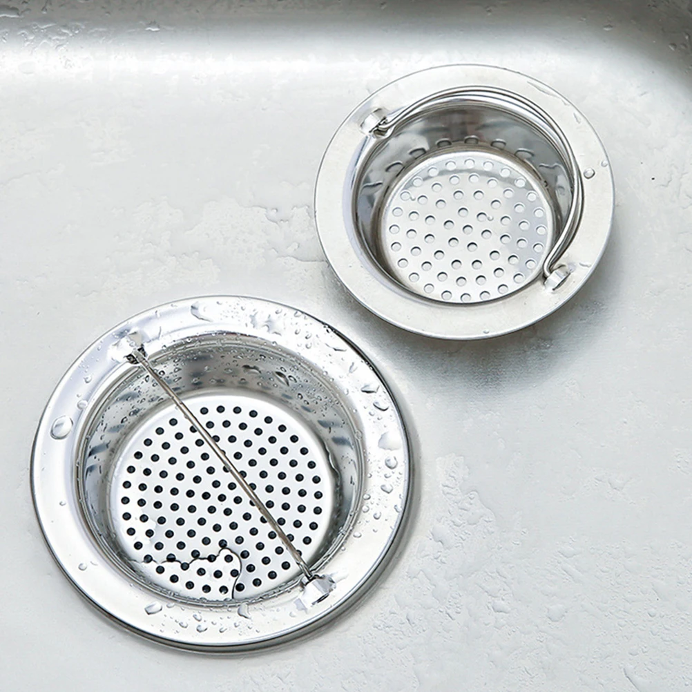 

2 Pcs Kitchen Sink Drain Filter Strainer Perforated Mesh Heavy Duty Stainless Steel Anti Clogging Wide Rim H held Bathroom