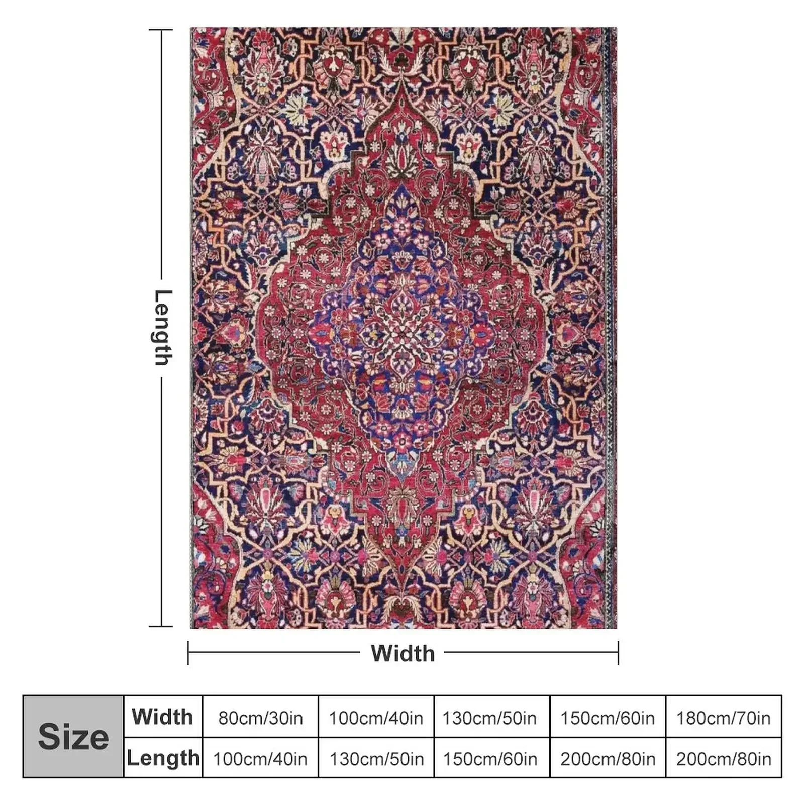 Kashan Central Persian Silk Rug Print Throw Blanket couch cozy soft plush fuzzy picnic outdoor blanket
