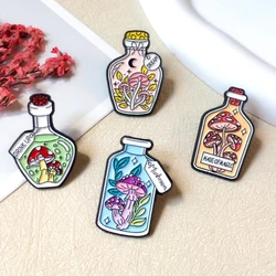 Creative Bottle Enamel Pin Mushroom Badge MADE OF MAGIC Brooch for Jewelry Accessory Gifts Wholesale