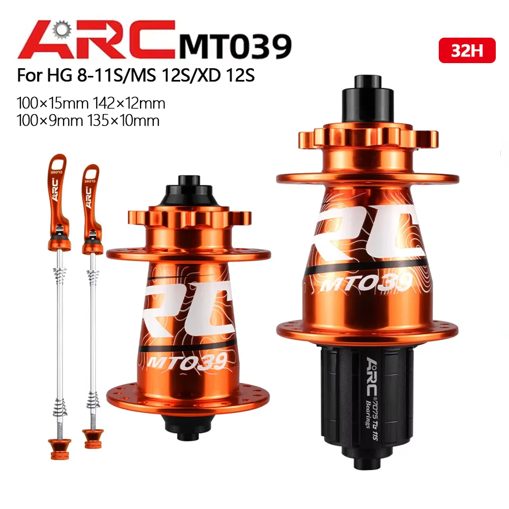 ARC MT039 MTB Hub Bearing Bike Freehub Front Rear Hub QR Thru HG MS XD 28 32 36 Holes Disc Brake Bicycle Hubs 8 9 10 11 12 Speed