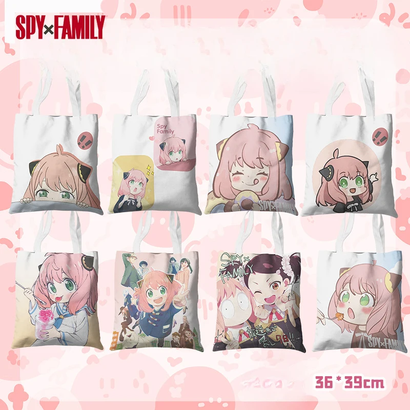 

Kawaii Anime SPYFAMILY Shopping Bag Graphic Tote Harajuku Spy X Family Canvas Anya Smug SpyFamily Shoulder Bag Female Ulzzang