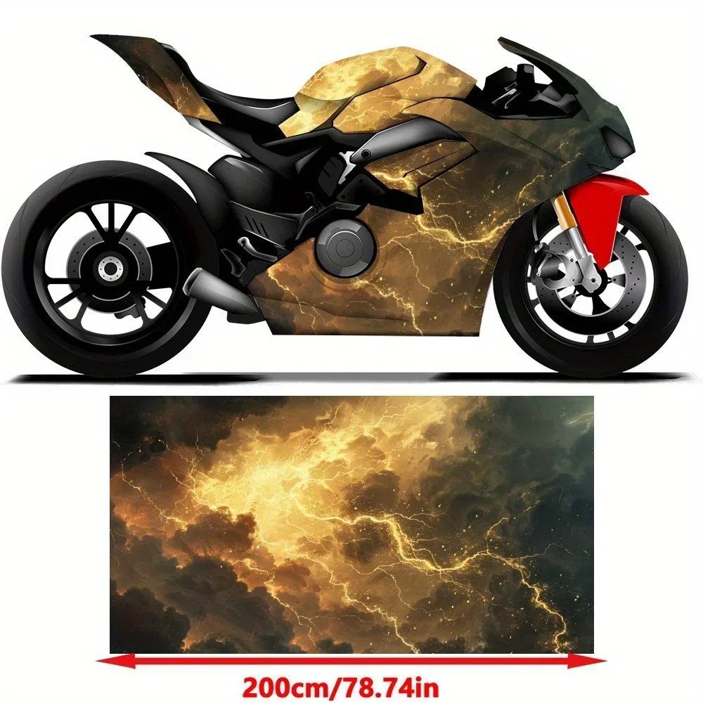 Cool Golden Lightning Motorcycle Stickers, Durable Car Vinyl Wraps Suitable for Most Vehicles, Car Body Sticker Film
