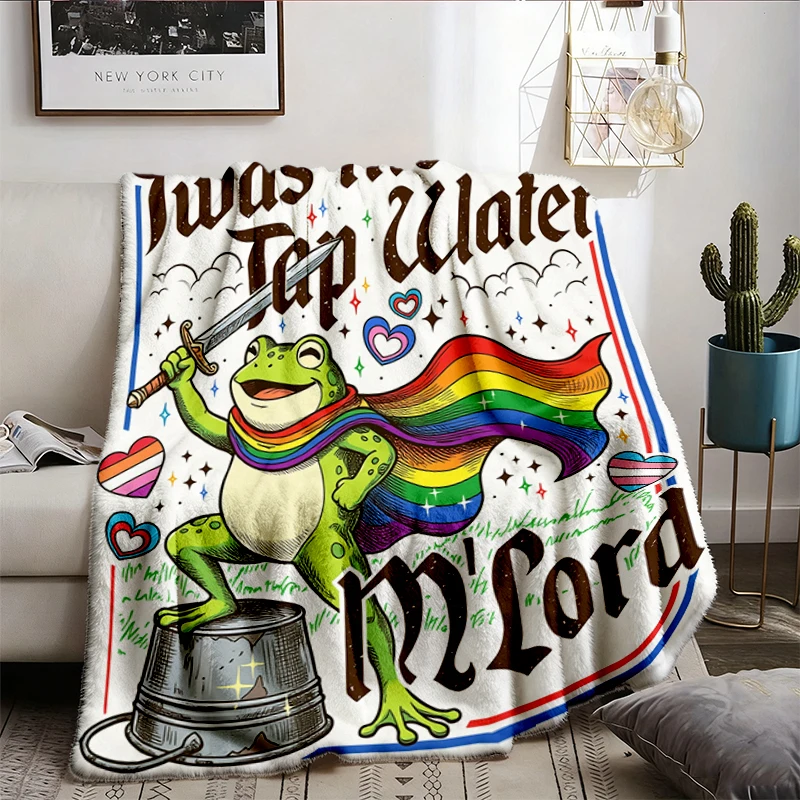 Twas The Tap Water  Flannel Blanket, M'Lord Funny Frog LGBTQ Pride Flannel Throw